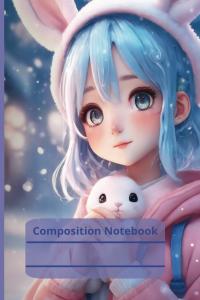 Cute Kawaii Anime Girl with Adorable Bunnies Notebook, 6x9, 100 pages, wide ruled-Perfect for Kids, Teens and Adults! (Independently published)