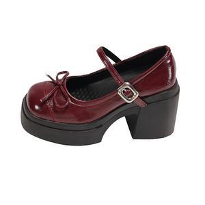 Yue Elsa Женские туфли Мэри Джейн на массивном каблуке — бордовые, цвет Burgundy