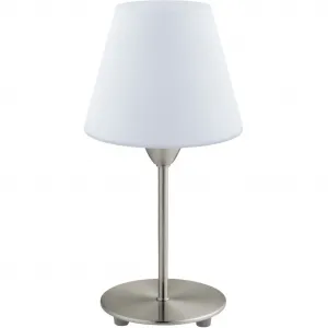 Настольная лампа DAMASCO 1, белая, матовый никель, без лампы E14, лампа E14 для прикроватной тумбочки, стола, офиса, элегантная и timeless, 30x14,5x12 см Eglo, никелевый/белый