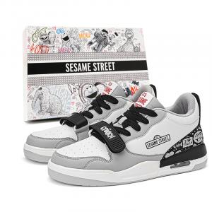 SESAME STREET Амортизирующие противоскользящие и износостойкие баскетбольные кроссовки мидтоп Unisex - White Gray Low-Top 3128, цвет White Gray Low-Top 3128