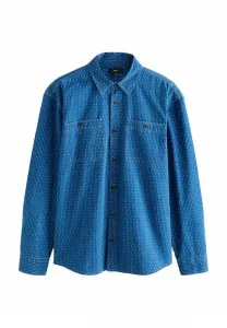 Рубашка с длинными рукавами и текстурированной поверхностью, стандартного кроя. Next, Indigo Blue