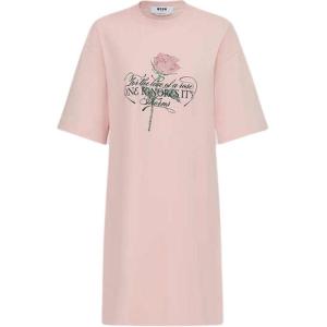 MSGM Женское розовое платье с короткими рукавами