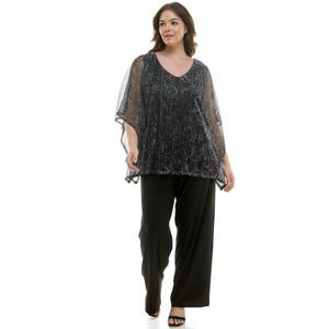 Комплект из 2 предметов: панчо и брюки больших размеров Luxology, цвет black taupe