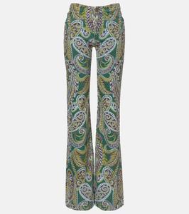 Джинсы bootcut с высокой талией и узором пейсли Etro, Print On Green Base