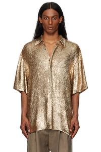 Блестящая рубашка с пайетками Dries Van Noten, золотой