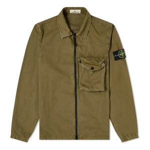 Куртка zip pocket overshirt 'olive green' Stone Island, зеленый