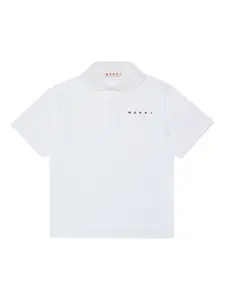 Рубашка поло с вышитым логотипом Marni Kids, белый
