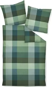 Комплект постельного белья Janine Design из тонкой фланели DAVOS 65131, цвет зелено-синий-06, размер 155x200 + 80x80 см