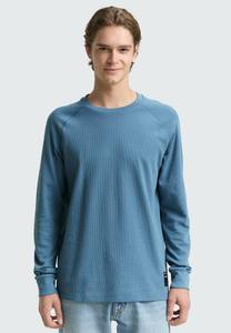 Топ TOM TAILOR DENIM MIT WAFFELSTRUKTUR, Dusty Denim Blue/Dark Blue