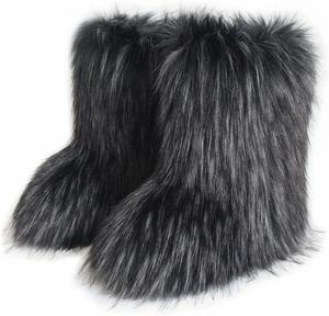 Женские зимние ботинки MH Bailment из искусственного меха, средние сапоги до икры, пушистые модные короткие зимние ботинки, Grey-1