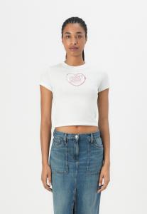 Футболка с принтом SLIM HEART TEE Tommy Jeans, слоновая кость