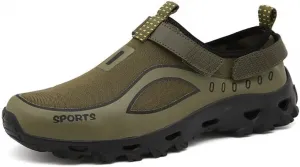 Мужские водонепроницаемые туристические кроссовки для хайкинга, быстро сохнущие, дышащие, для трейлового бега, легкие, нескользящие, для прогулок на открытом воздухе с ремешком на липучке для походов по рекам и кемпинга Qacksv, зеленый