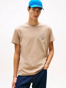 Хлопковая футболка с логотипом Tommy Hilfiger, Coastal Taupe