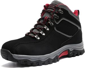 Мужские кожаные повседневные походные ботинки на шнуровке, ручная строчка, круглый носок, уличная мода, высокие кроссовки, удобные, легкие, водонепроницаемые и противоскользящие, ботинки для походов и треккинга для мужчин Generic, красный