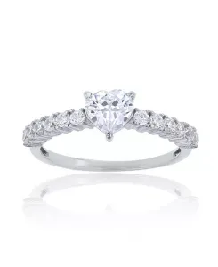 Кольцо с красным, зеленым, фиолетовым или белым кубическим цирконием в форме сердца из стерлингового серебра с родиевым покрытием Macy'S, white