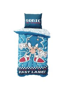 Комплект постельного белья Соник в кино синего цвета Sonic, 135 x 200 + 80 x 80 см