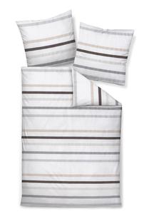 Постельное белье Mako из атласа, полоски, 155x220 см Janine, бежевый/серо-коричневый/белый/серый