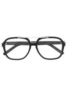 Очки-пилоты в квадратной оправе Saint Laurent Eyewear, черный