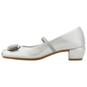 Туфли Vara Mary Jane 4 см женские серебристые Ferragamo, Silver
