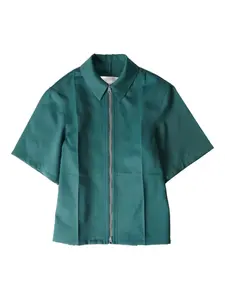 Хлопковая рубашка с короткими рукавами Jil Sander, зеленый
