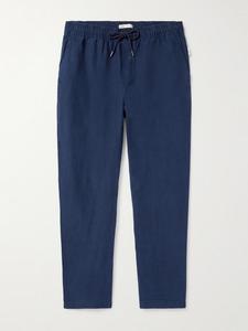 Брюки Air Straight-Leg из льна и лиоцелла с завязками ONIA, темно-синий