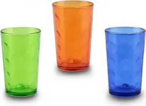 Набор из 6 разноцветных стаканов для питья объемом 230 мл, подходит для воды, лимонада и лонг-дринков (G-21). emeco