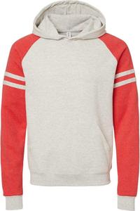 Толстовка с капюшоном JERZEES Nublend Varsity Colorblocked Raglan, цвет oatmeal heather/ fiery red heather