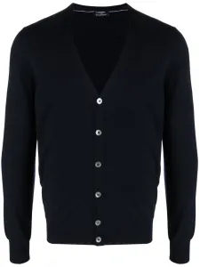 Шерстяной кардиган с V-образным вырезом Barba, синий