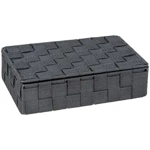 WENKO Корзина для хранения «Adria», (1 шт.), с крышкой, антрацит/серый
