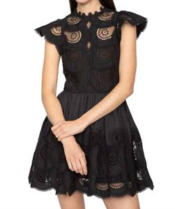 Платье с рукавами-крылышками и вышивкой Drea черного цвета SEA