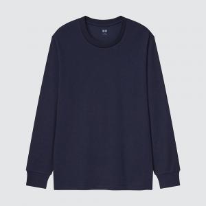 Лонгслив Uniqlo Crew Neck, темно-синий