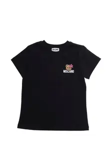 Футболка с нашивкой-логотипом Moschino Kids, черный