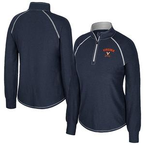Женский топ navy Virginia Cavaliers Bikram raglan с четвертью молнией Colosseum