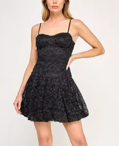 Платье-футболка без рукавов с кружевом и расклешенным лифом для юниоров INVITEE, черный