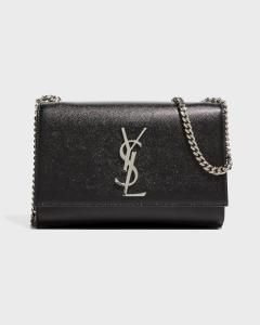 Маленькая сумка через плечо Kate YSL из зерненой кожи Saint Laurent, цвет Black