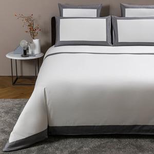 Пододеяльник Frette Bold с контрастной каймой 230x230, молочный/серый