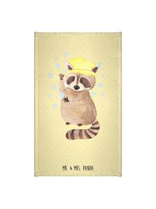 Mr. & Mrs. Panda Полотенце с рисунком енота, однотонное, желтого пастельного цвета
