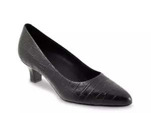 Туфли Trotters Kate Pump, черная кожа с крокодиловым принтом