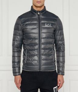 Пуховик мужской Ea7 с воротником-стойкой, серый