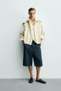 Укороченная техническая парка с капюшоном Zara, экрю