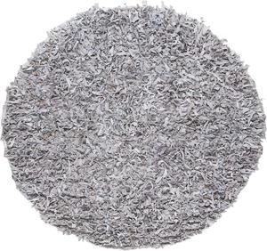 Ковер SAFAVIEH, 122 x 122 см, Leather Shag Collection, круглый, White, ручная вязка, современная кожа, идеально для помещений с высокой проходимостью: гостиная, спальня (LSG511C)