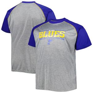 Мужская футболка цвета реглан с логотипом Heather Grey St. Louis Blues Big & Tall