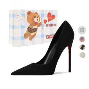 NTOZE Туфли-лодочки на шпильке из черной замши в подарочной упаковке "Медвежонок" с подарком, цвет Black Suede[Bear Gift Box](Gift Included)