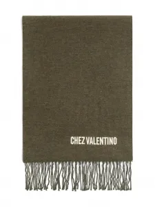 Шарф с бахромой и вышивкой Chez Valentino Garavani, зеленый