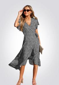 Длинное платье V AUSSCHNITT KURZARM LANGE SOMMER STRAND Cupshe, черный