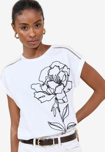 Футболка с принтом REGULAR FIT - EMBROIDERED FLORAL T-SHIRT . Lipsy, белый