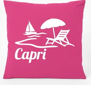 Подушка Huuraa Capri Italy Gift 40x40 см с хлопковым наполнителем цвета фуксии Capri Souvenir Hellweg Druckerei