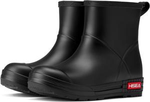 Женские короткие ботинки Челси HISEA, резиновые водонепроницаемые ботинки для сада, Black