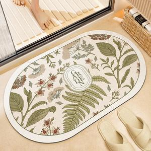 Dajiang Ковер 40х60 см для ванной/спальни, абсорбирующий, нескользящий, зеленый дизайн