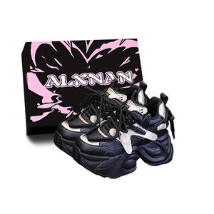 Alxnan Низкие массивные кроссовки женские Black Gold (с коробкой), цвет Black Gold (Box Included)